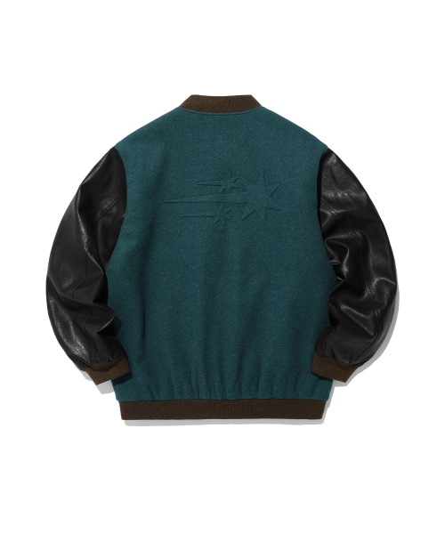 EMBOSSED LOGO WOOL LEATHER VARSITY JACKET_GREEN(NG2EFUB930A)