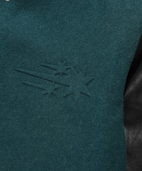 EMBOSSED LOGO WOOL LEATHER VARSITY JACKET_GREEN(NG2EFUB930A)