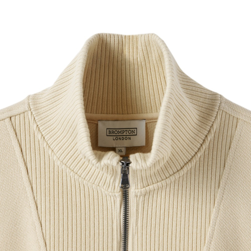 DIAGONAL JACQUARD HALF ZIP SWEAT T-SHIRT - BUTTER (P244USW433)