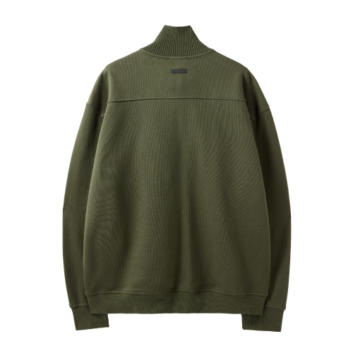 DIAGONAL JACQUARD HALF ZIP SWEAT T-SHIRT - OLIVE (P244USW433)