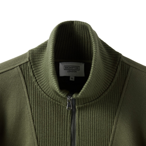 DIAGONAL JACQUARD HALF ZIP SWEAT T-SHIRT - OLIVE (P244USW433)