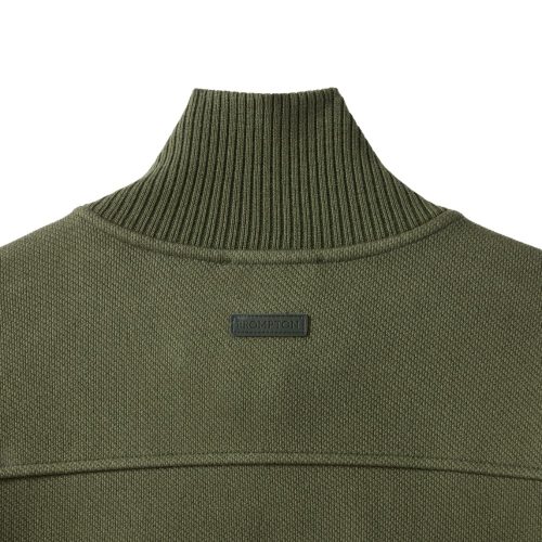 DIAGONAL JACQUARD HALF ZIP SWEAT T-SHIRT - OLIVE (P244USW433)