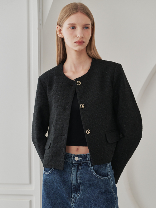 Tweed Pearl Blend Jacket - Black