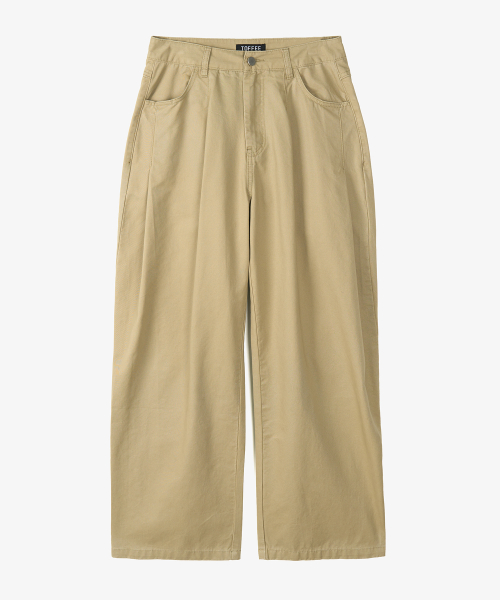 Женские широкие хлопковые брюки со складками (BEIGE)