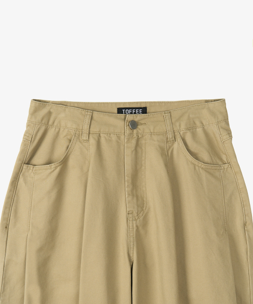 Женские широкие хлопковые брюки со складками (BEIGE)