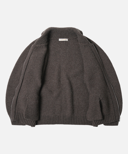 HEAVY COWICHAN ZIP UP CARDIGAN _ SEPHIA