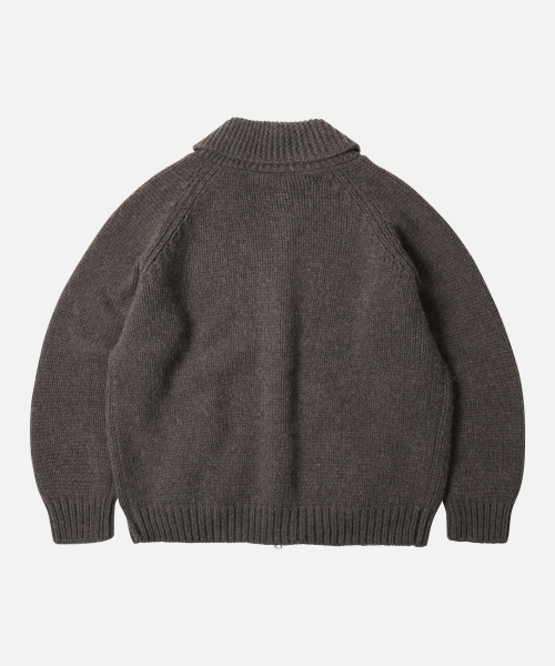 HEAVY COWICHAN ZIP UP CARDIGAN _ SEPHIA
