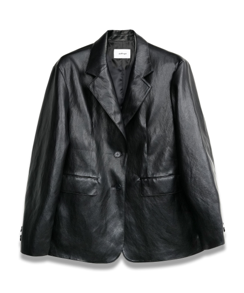 Vegan Leather Classic Single Blazer in Black