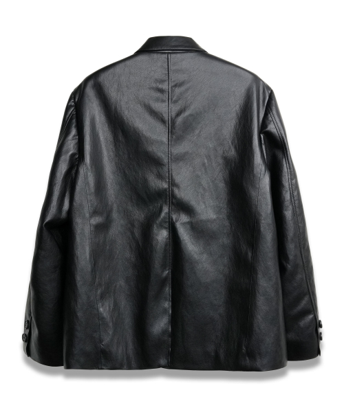 Vegan Leather Classic Single Blazer in Black