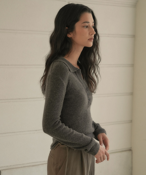 COLLAR ALPACA KNIT [ CHARCOAL ]