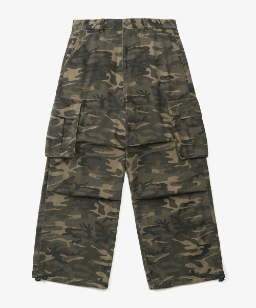 Camo wide cotton pants (DEEP KHAKI)
