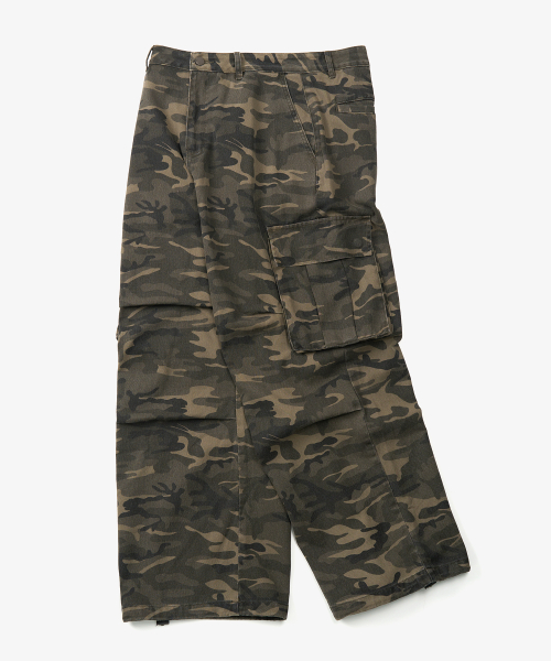 Camo wide cotton pants (DEEP KHAKI)