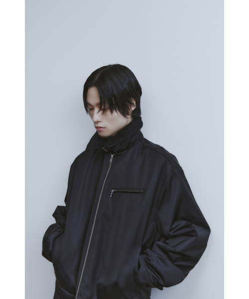 Faux Shearing Collar Blouson - Black