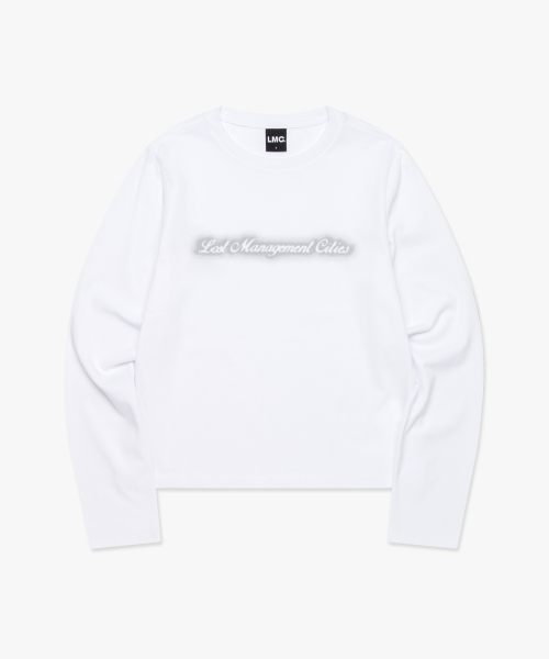 WM BLUR LOGO LONG SLEEVE white