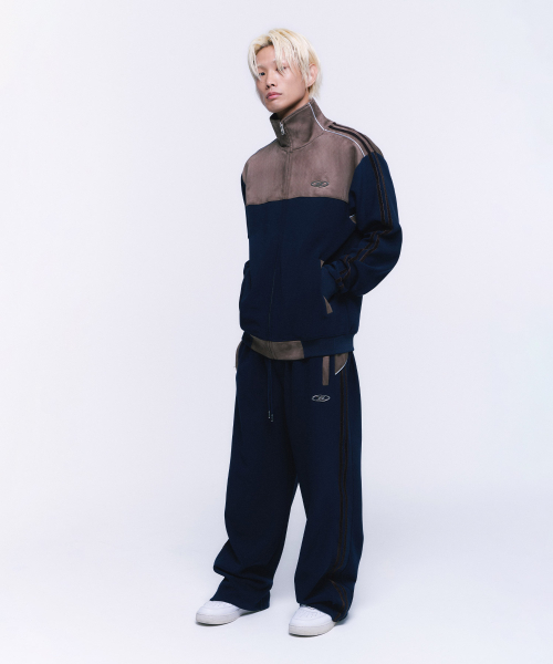 SUEDE SILVER LINE JERSEY JACKET [NAVY]