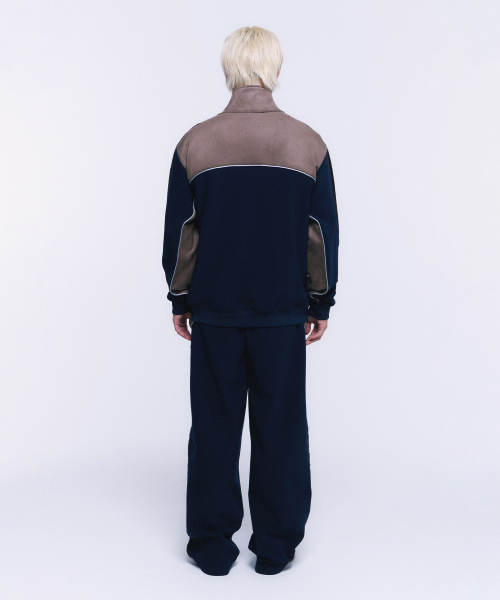 SUEDE SILVER LINE JERSEY JACKET [NAVY]