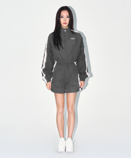 REFLECTIVE LINE NYLON SHORTS [CHARCOAL]