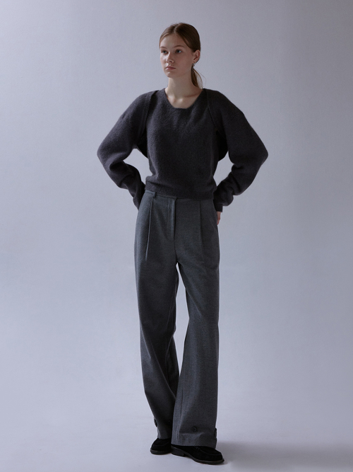Mod wool button pants (charcoal)