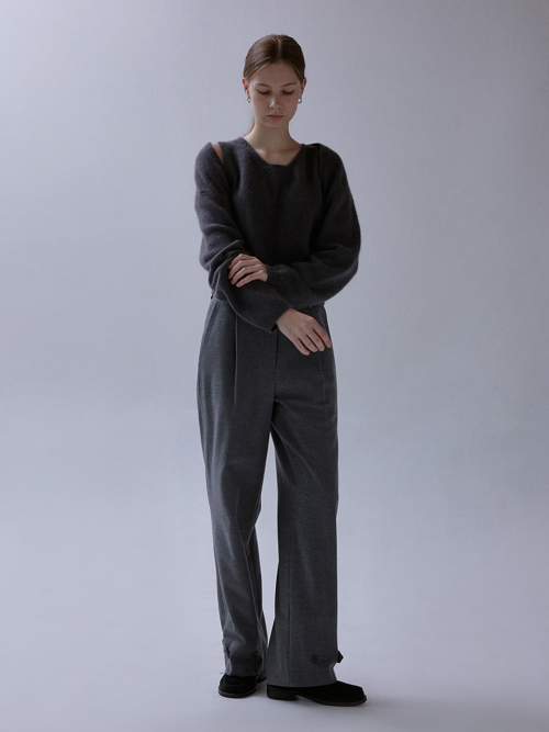 Mod wool button pants (charcoal)
