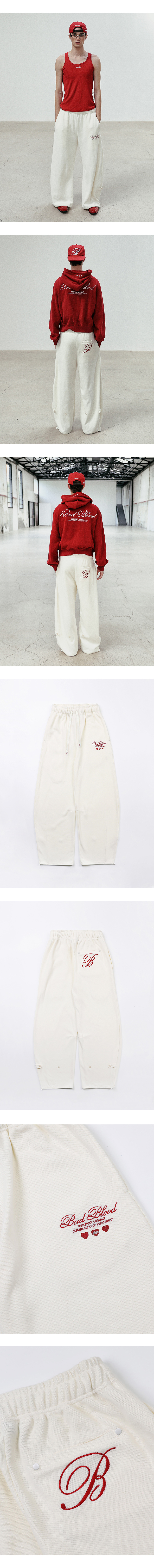 MUSINSA | BADBLOOD Classic Logo 2 Way Curved Jogger Trousers