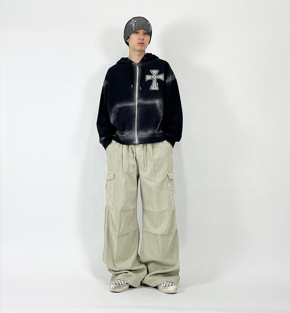 ◆SK8ERROCK Hell Heaven Cross Vintage Sweat Hood Zip-up◆ MUSINSA公式 | SK8ER ROCK Hell Heaven Cross Vintage Sweat