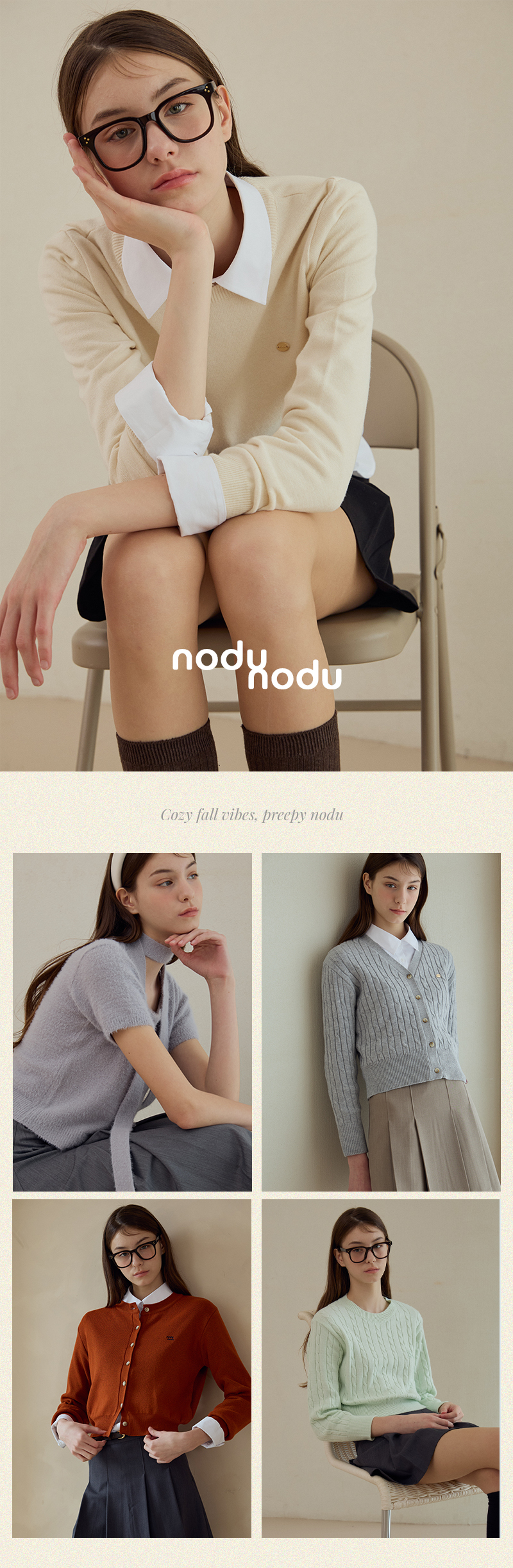 MUSINSA | NODUWOMEN Padded Hachi V-neck Knit [Navy]