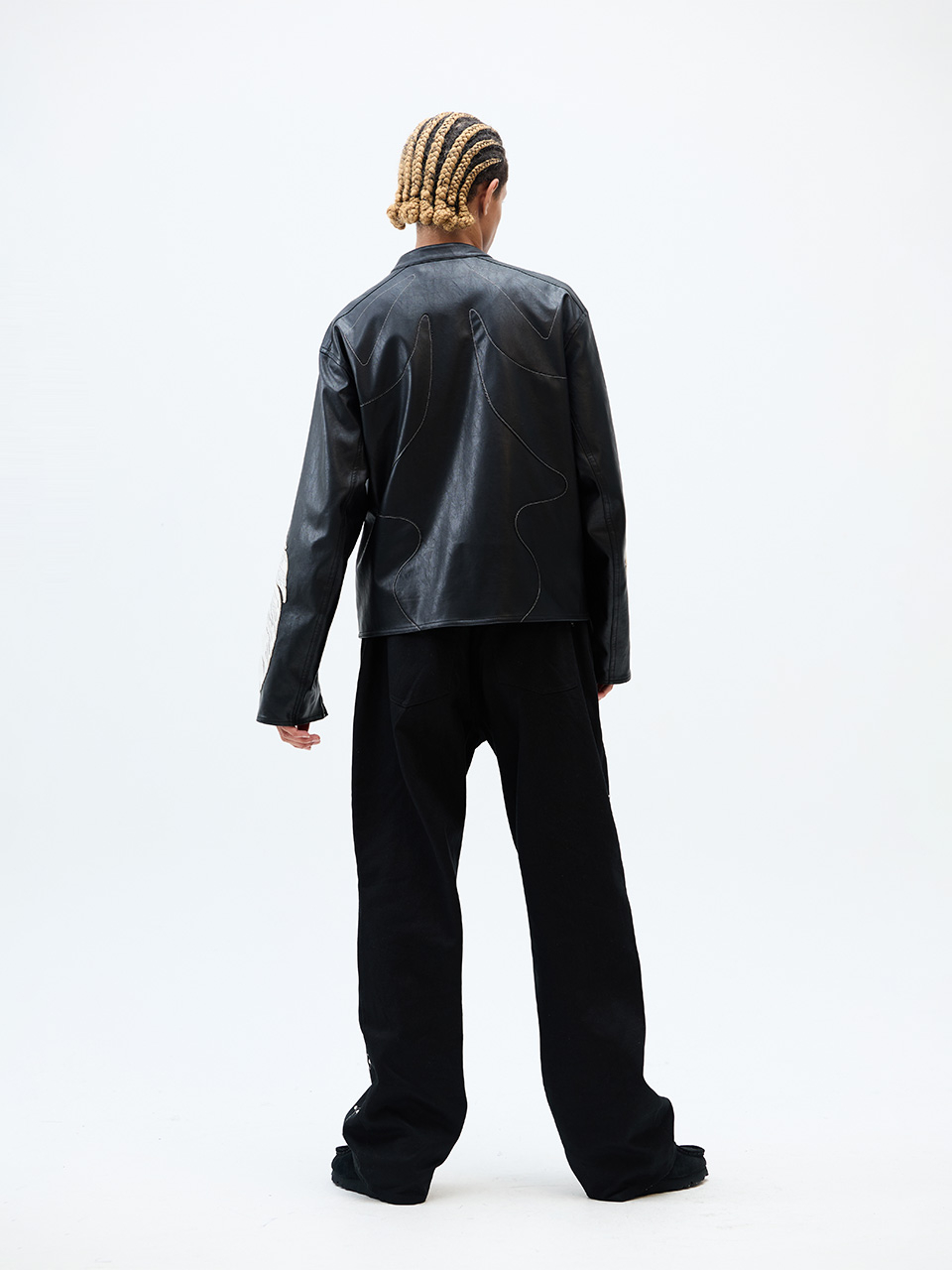 MUSINSA | CRITIC WORMHOLE LEATHER JACKET BLACK