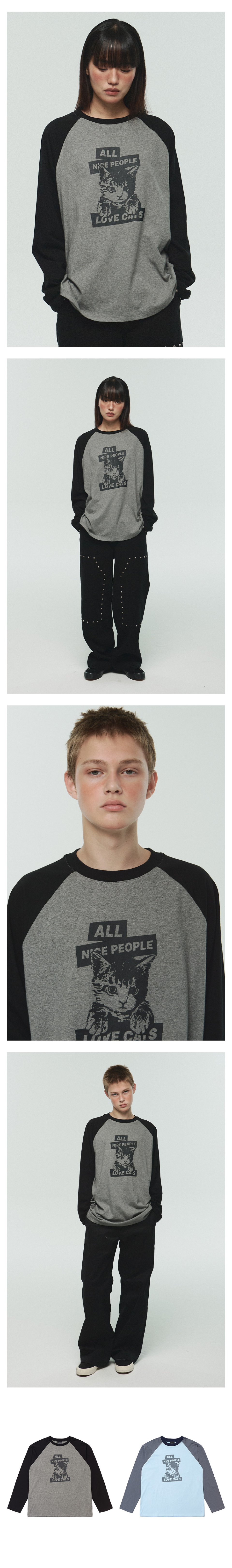 MUSINSA | ITZAVIBE NICE PEOPLE LOVE CATS RAGLAN LONG SLEEVE