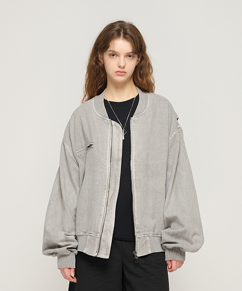 Оверсайз бомбер с пигментной варкой (Grey)