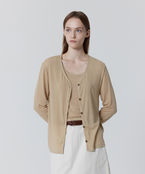 Fleecy Daily Cardigan_Wood ash
