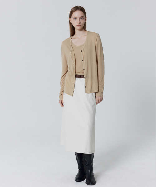 Fleecy Daily Cardigan_Wood ash
