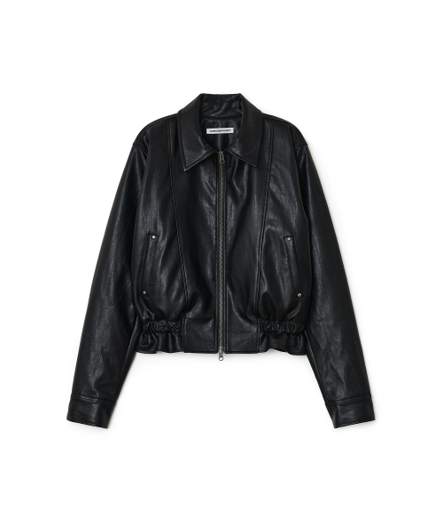 Faux Leather С оборками Jumper, Чёрный