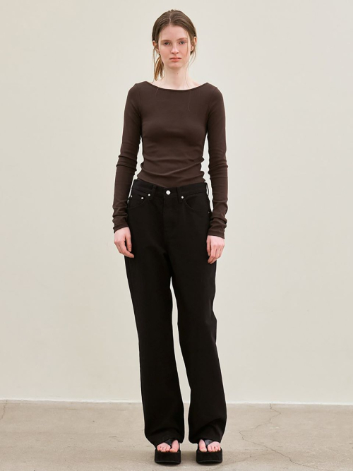 back scoop neck Длинные sleeves (brown)