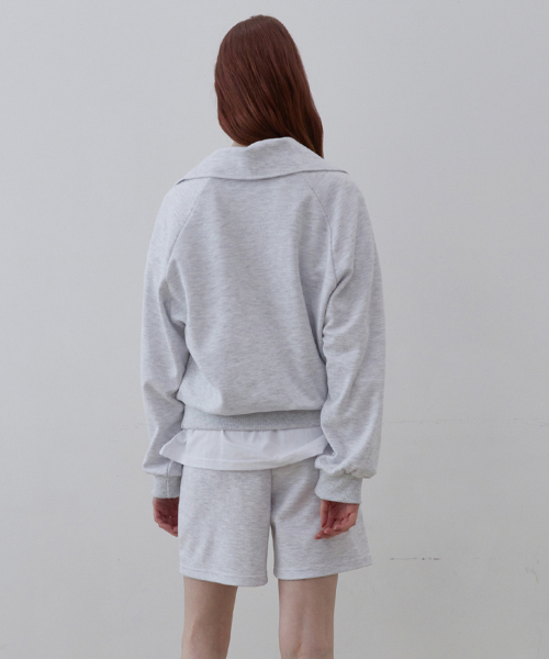 [SET] Свитшот на молнии + спортивные шорты White Gray
