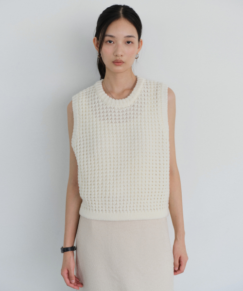 Waffle wool knit vest