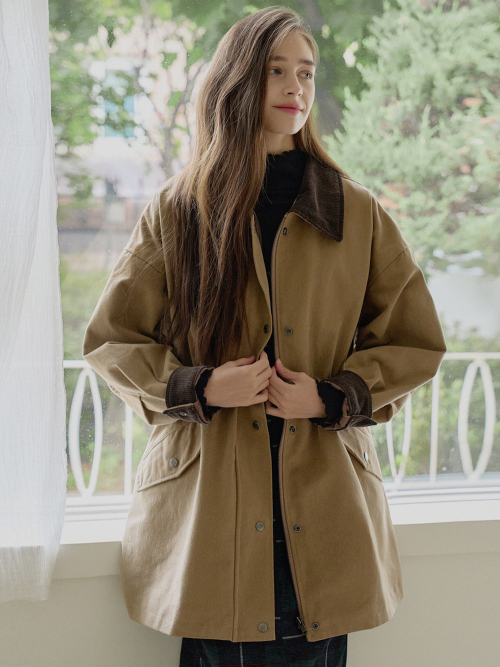 Corduroy Воротник Safari Джемпер - CAMEL