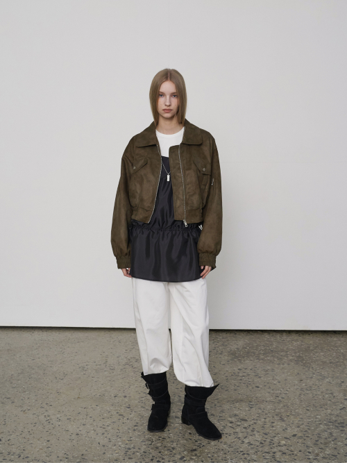 Suede Bomber Куртка Khaki