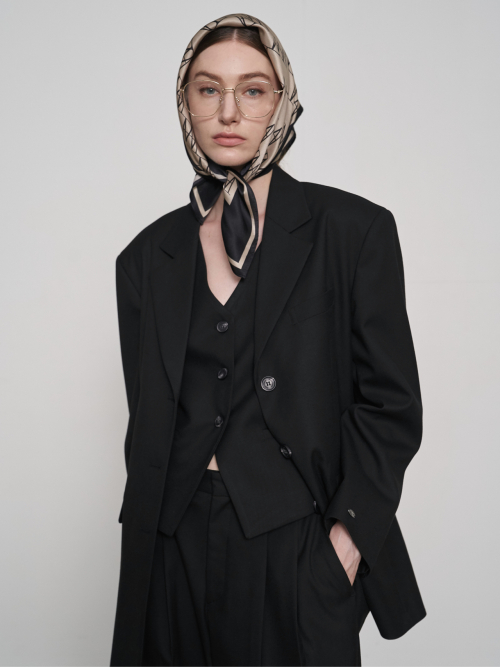 Oversized Wool Single Blazer Чёрный