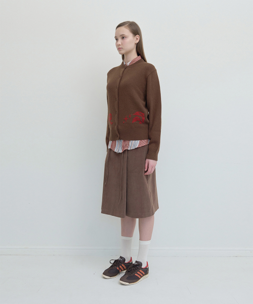 Жаккардовый кардиган с круглым вырезом — Brown