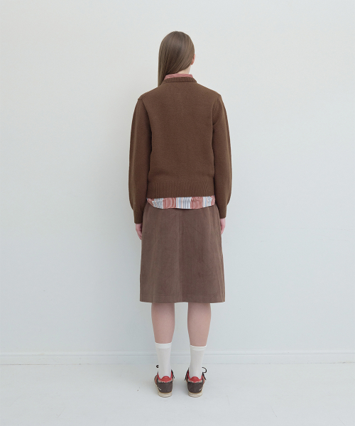 Жаккардовый кардиган с круглым вырезом — Brown