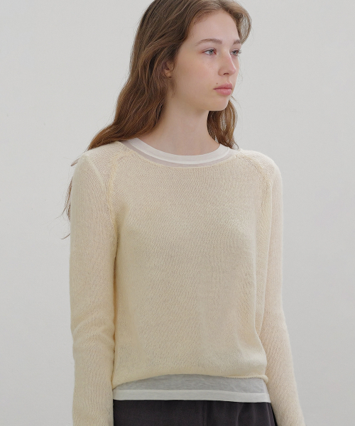 Boat neck sheer knit (ivory)