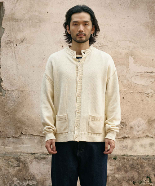 Плотный кардиган рыбака_Ivory
