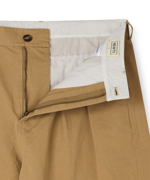 Брюки из плотного хлопка с защипами_Beige