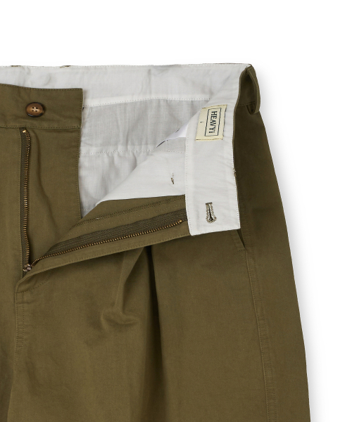 Плотные хлопковые брюки с одной складкой_Olive