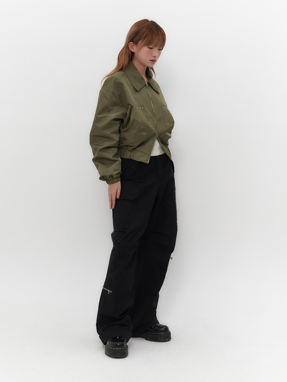 【韓国TUOMIO トゥオミオ】RUFFLE BOMBER JACKET MUSINSA | TUOMIO RUFFLE BOMBER JACKET [KHAKI]