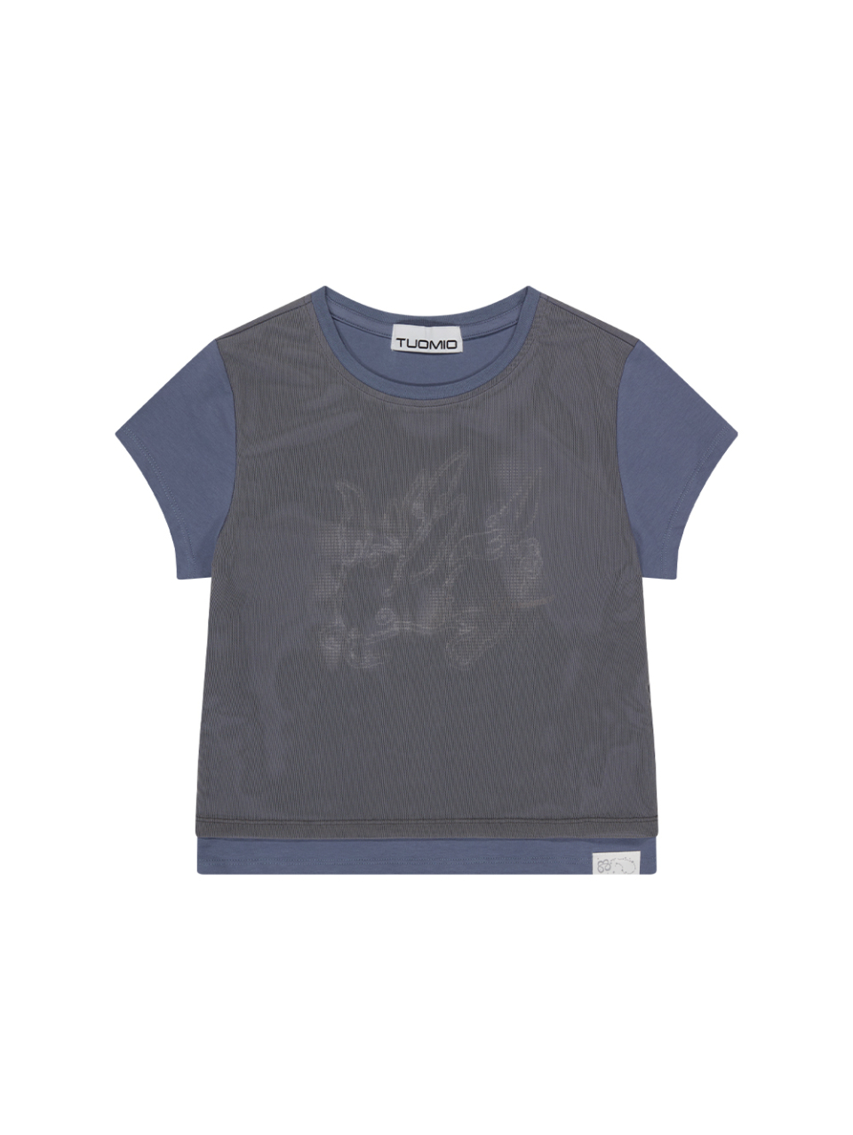MUSINSA | TUOMIO MESH LAYERED GRAPHIC T-SHIRT [DUSTY BLUE]