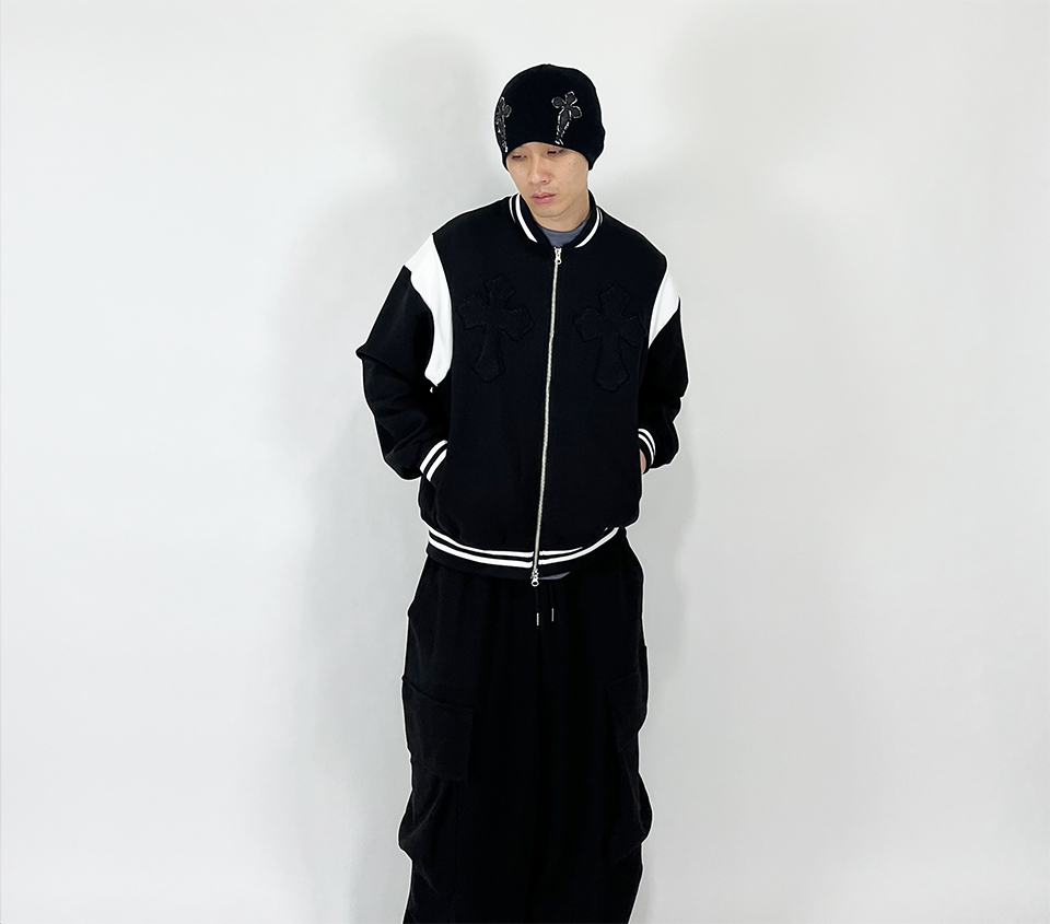 MUSINSA公式 | SK8ER ROCK Gothic Cross Beanie ((black*denim))