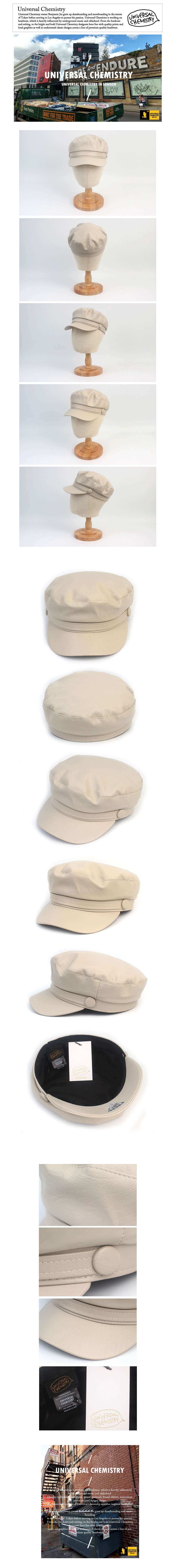 MUSINSA | UNIVERSAL CHEMISTRY Leather Line Ivory Marine Cap