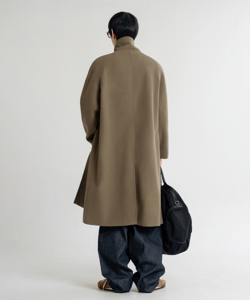 Пальто балмакаан оверсайз из шерсти (Beige)