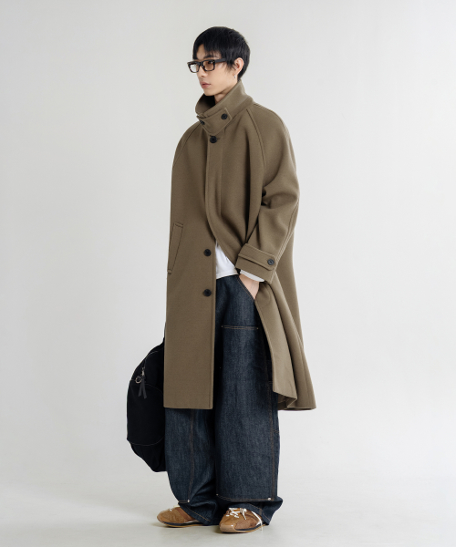 Пальто балмакаан оверсайз из шерсти (Beige)